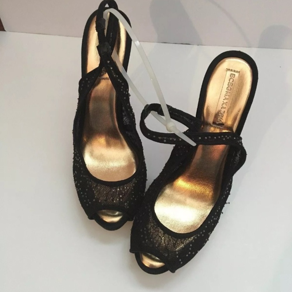 BCBGMaxAzria Sequin Pippa Peep-Toe Sling-Back Pump